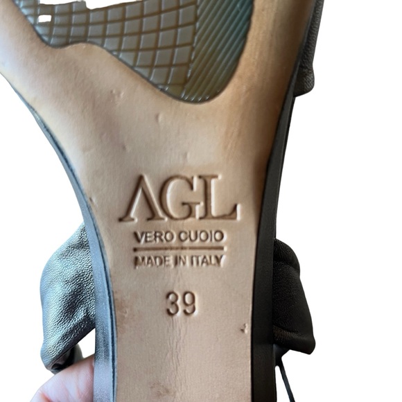 AGL Attilio Giusti Leombruni, Silver Leather Sandals Wedge Ankle Strap Size 39 - Picture 6 of 10